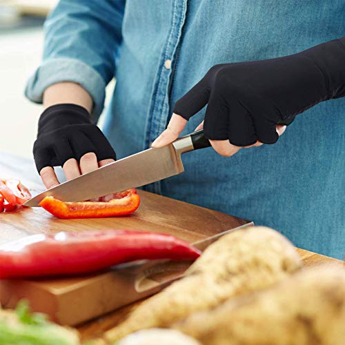 Copper Infused Arthritis Gloves - Fingerless Compression - Black, Medium