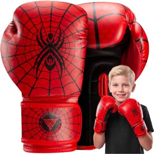 WYOX Kids Boxing Gloves 4oz/6oz/8oz Spider Edition with Thumb Lock EVA Padding