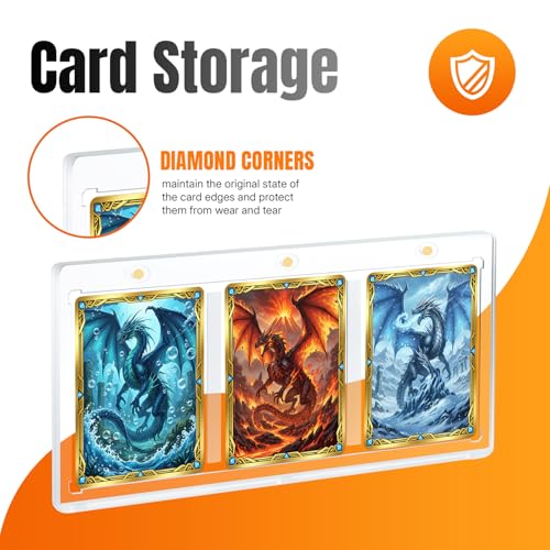 3-Slot Magnetic Trading Card Holder Case – Clear Acrylic Display