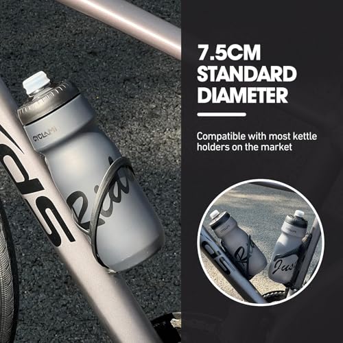 CYCLAMI Truth Grey 22oz Bike Water Bottle — BPA-Free Squeeze, Leakproof, Universal Cage Fit