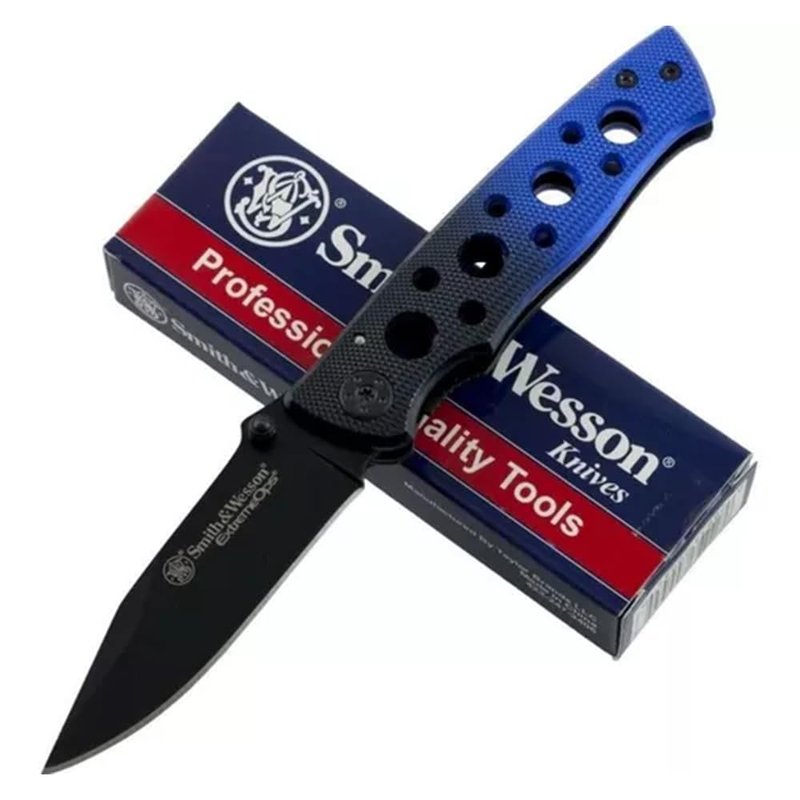 Smith & Wesson Extreme Ops CK111S 7.3in S.S. Folding Knife with 3.1in Serrated Clip Point Blade and Aluminum Handle for Outdoor, Tactical, Survival and EDC