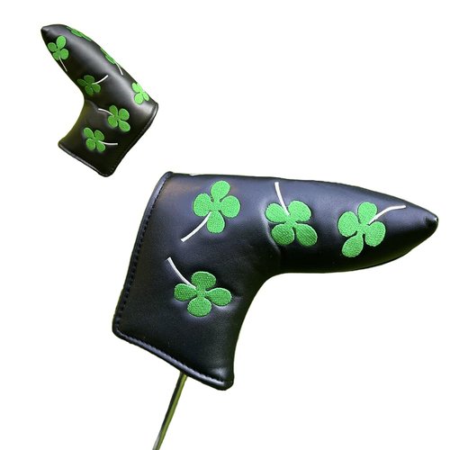 Golf Club Head Covers Blade Putter Cover with Four-Leaf Clover Embroidery Headcovers Fits Most Putters Scotty Cameron, Taylormade, Odyssey, Titleist, Callaway Blade Putter Headcover.