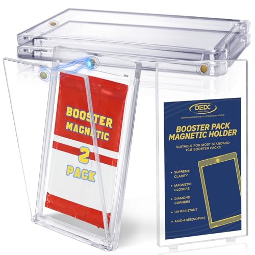 2 Pack Acrylic Booster Pack Protector Case with Magnetic Closure & UV Protection