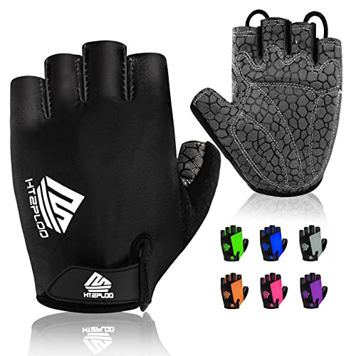 Half-Finger Cycling Gloves for Men & Women - Black, Large