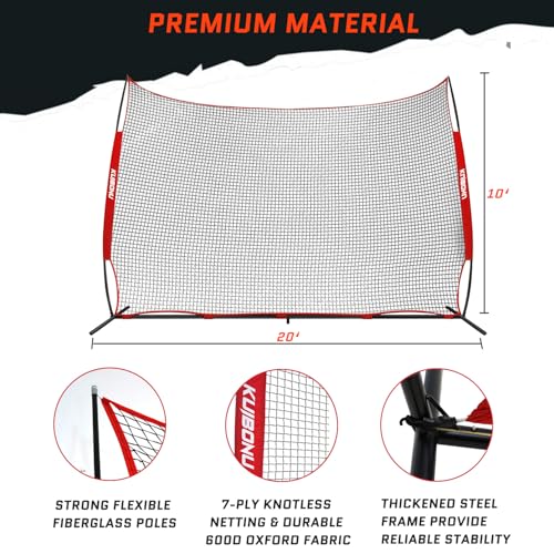 20x10 Foot Sports Backstop Net with Steel Frame for Basketball, Soccer, Lacrosse, Baseball