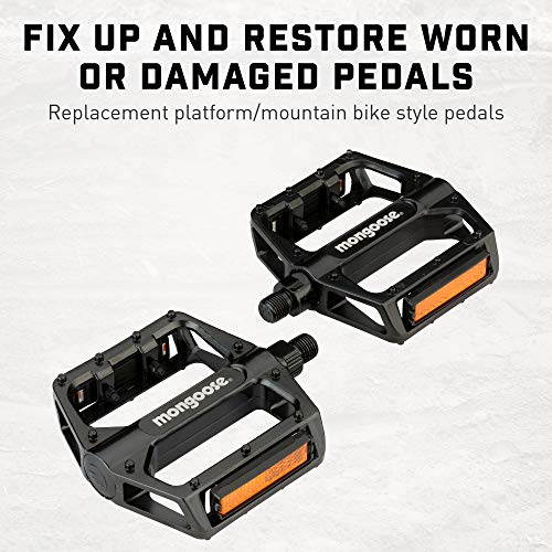 Mongoose Adult Mountain Bike Pedals, Set of 2, Lightweight Alloy with Reflectors