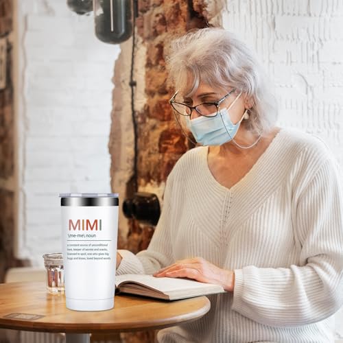 Fufandi Mimi White 20oz Insulated Tumbler Cup - Best Gift for Mimi