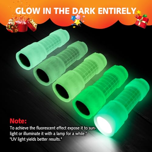 Glow in the Dark Mini Flashlights - 3 Pack with Batteries