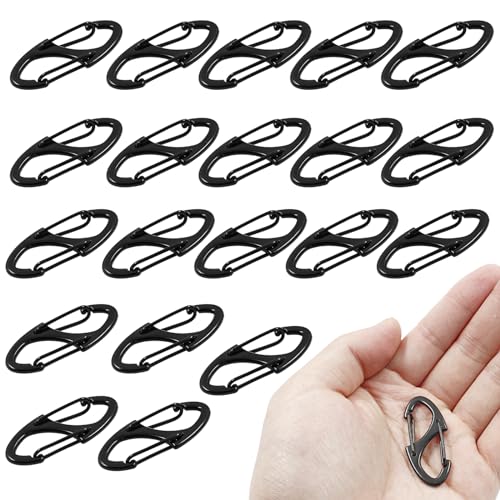 20 Pack Metal Snap Hooks - 1.6" Black Spring Clips for Camping