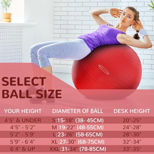 Fitvids Anti-Burst and Slip Resistant Exercise Ball Yoga Fitness