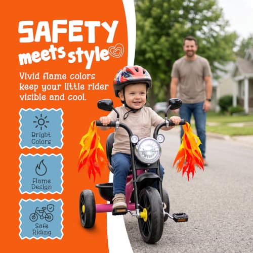 10-Inch Flame Bike Streamers for Kids - Vibrant Handlebar Decor