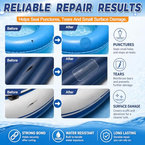 Air Mattress Patch Kit - Waterproof Vinyl Repair with PVC Glue