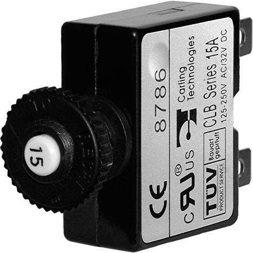 15 Amp Push Button Reset Circuit Breaker - Quick Connect