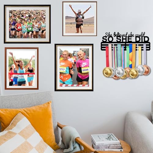 Medal Hanger Display Rack - She Believe She Could, 3-Tiered Holder for 60 Medals