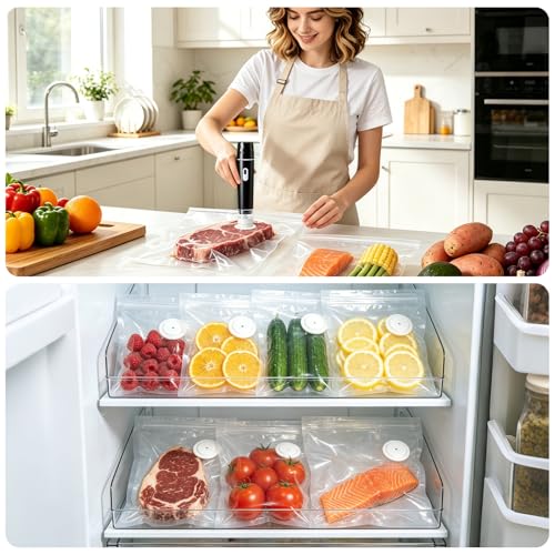 Compact Handheld Food Vacuum Sealer with 10 Reusable Bags - Black