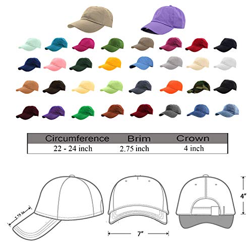 Baseball Cap - 100% Cotton Adjustable Dad Hat - One Size Black