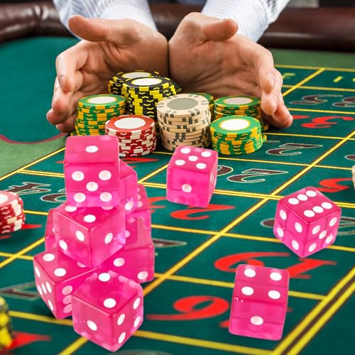 Rose Red Casino Dice Set - 12 Pcs 19mm Translucent D6 Dice