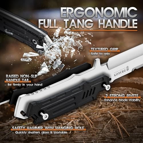 Dragon Creek Silver Fixed Blade Knife - Outdoor Survival & Camping Tool