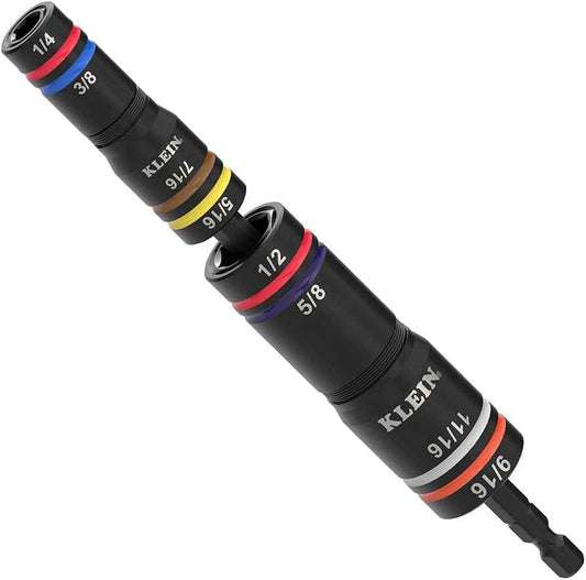 Klein Tools KNECT Quad Socket Set - 4-in-1 Color Coded, Heavy-Duty SAE Impact, 12 Sizes