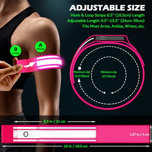 LED Armband Rechargeable for Running(2 Pack),Light Up Arm Bands Night
