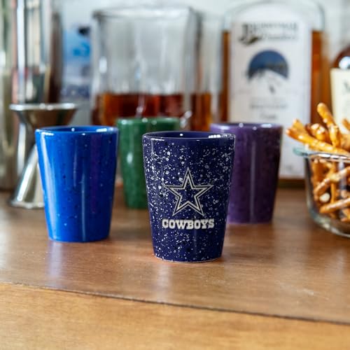 2oz Ceramic Shot Glass with NFL Team Logo - Laser Engraved