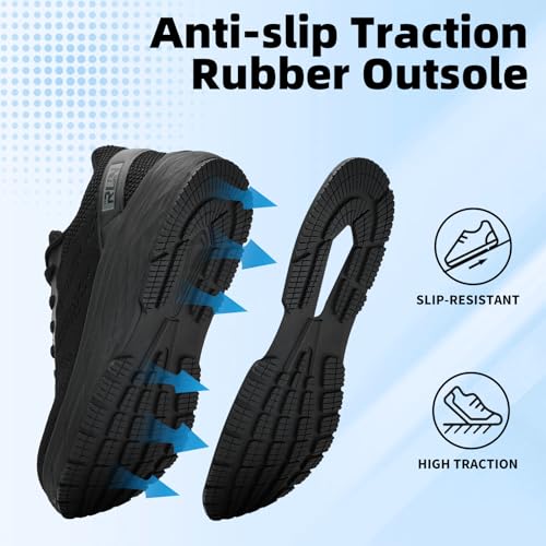 Slow Man Wide Toe Box Running Shoes for Men - All Black 8 Wide Cushioned Non Slip Sneakers