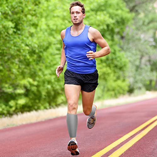 Chivao Adjustable Calf Support Sleeves for Shin Splint Pain Relief - Gray & Black, 2 Pairs