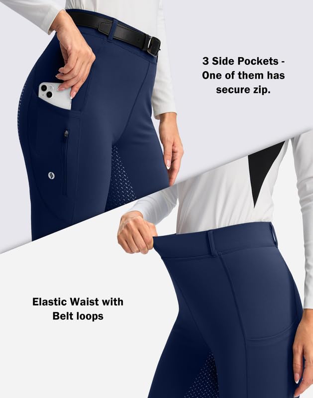 Full-Seat Silicone Riding Pants for Women - Navy, Medium