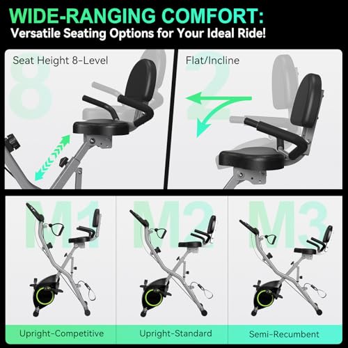 Foldable Exercise Bike with 16-Level Resistance - 300LBS Capacity