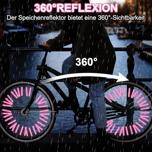 Reflective Spoke Covers for Bicycle - 36 Pcs Pink Set
