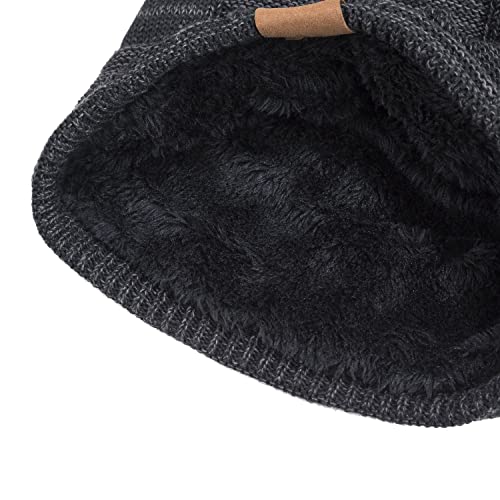REDESS Unisex Winter Knit Beanie Hat Black One Size A1 - Warm Slouchy Skull Cap