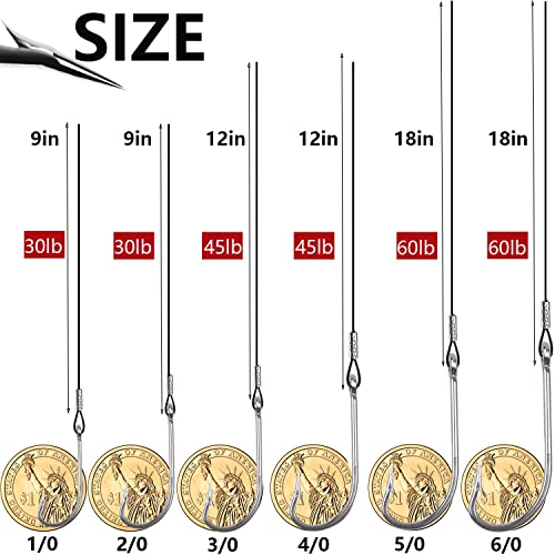 Saltwater Fishing Hook Rigs - O'Shaughnessy Steel Leaders 5/0-18"-60lb, 8pcs
