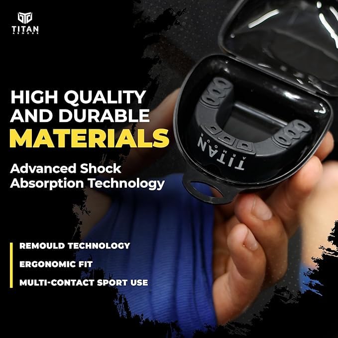 Titan Armour Adult Solid Gold Dual-Layer Boil & Bite Mouthguard for Boxing & Martial Arts
