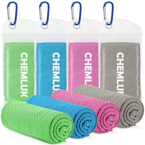 Chemluk Multicolored Cooling Towels for Neck & Face 40x12 inches - 4 Pack