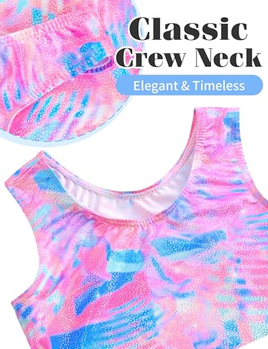 Gymnastics Leotard for Girls - 4-Way Stretch Racerback, 3-4T Pink Blue