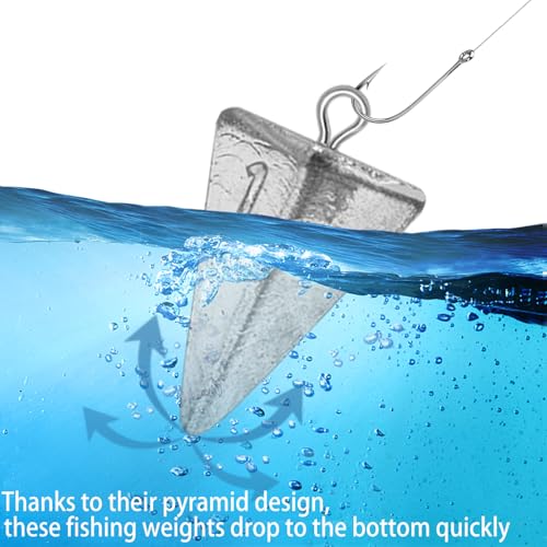 Pyramid Fishing Sinkers Kit - 1 Ounce, 10PCS Durable Weights