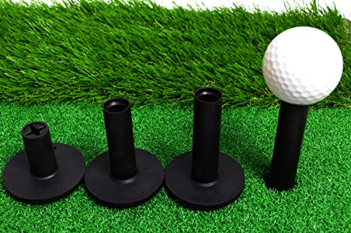Golf Rubber Tees Holder Set - Mixed Sizes, Durable, Black