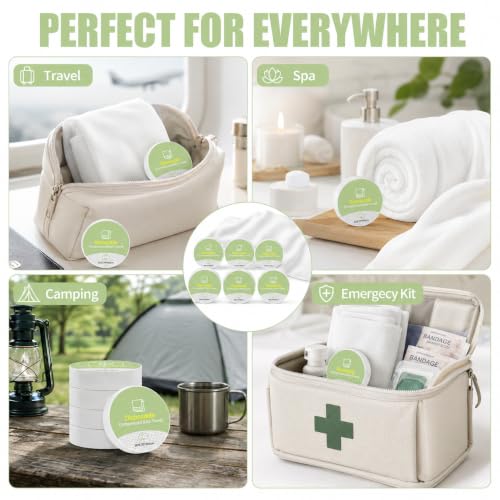 Compressed Bath Towel Tablets - 6 Pack Travel Towels