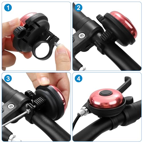 Aluminum Bicycle Bell - Crisp Sound Warning - Light Pink, Right Hand Use