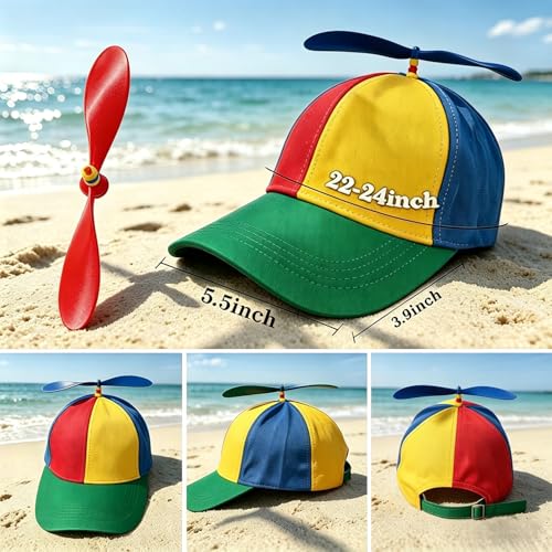 LANMAO Green Brim Propeller Hat Adult Baseball Cap - Funny Helicopter Spinny Hat for Men Women, Party & Outdoor Fun