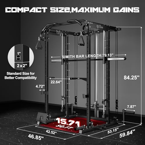 S1-V4 Smith Machine - 2000LBS Power Cage with Cable Crossover - Black