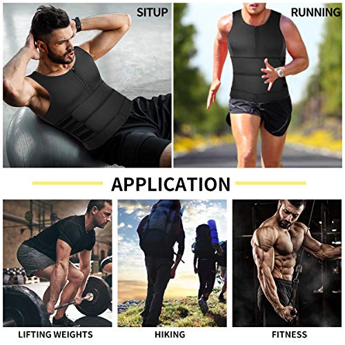 SHAPERIN Men's Black Neoprene Sauna Zipper Waist Trainer Vest XL for Body Shaping