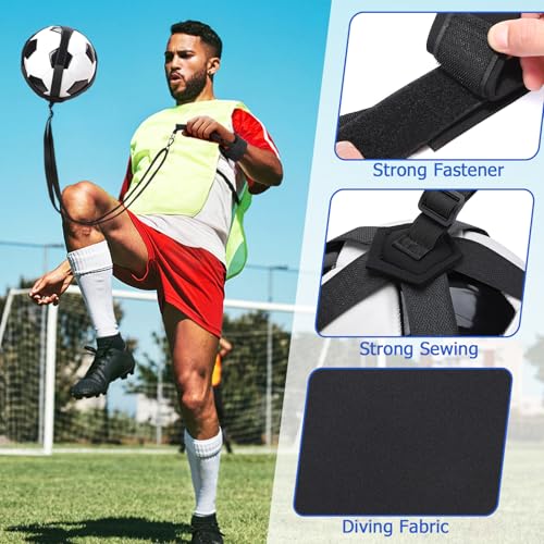 TOBWOLF Soccer Kick Trainer with Black Wrist Belt - Solo Football Practice Aid for Size 3-5 Balls