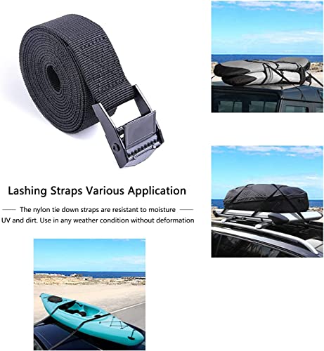 Heavy Duty Tie Down Straps - 2Pcs Cam Buckle Straps 6.5ft Black