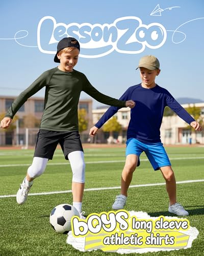 Boys' Compression Shirts - 3 Pack in Black, Royal Blue, Army Green - Medium