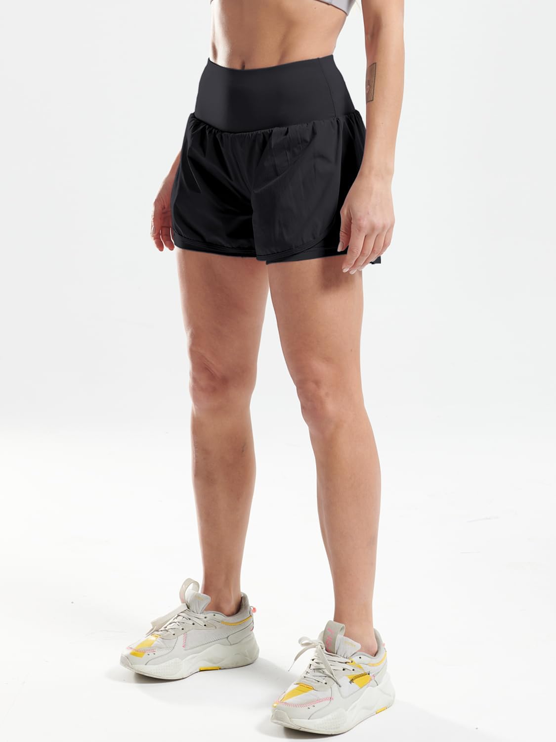 CADMUS Women's 2-in-1 Workout Shorts - Athletic Gym Running Shorts with Phone Pockets