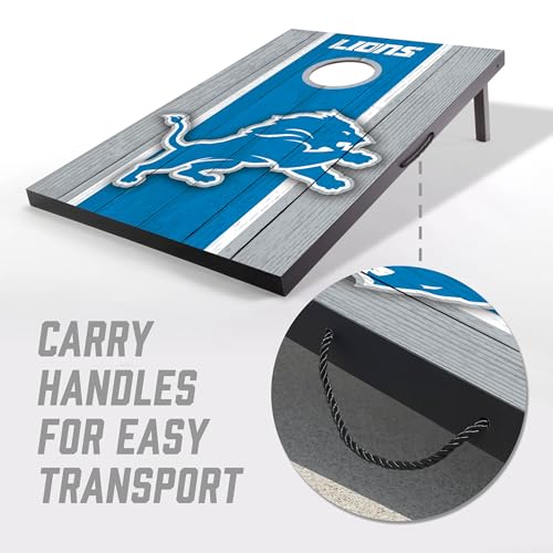 Portable Cornhole Game Set - 2' x 3' with Detroit Lions Logo Bags