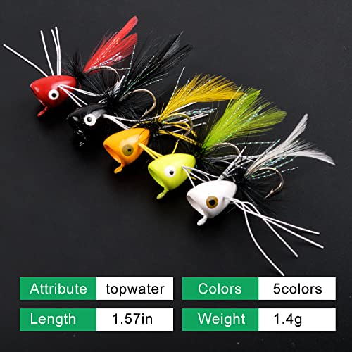 Fly Fishing Popper Lures Kit - 10pcs Red Bass Poppers for Freshwater