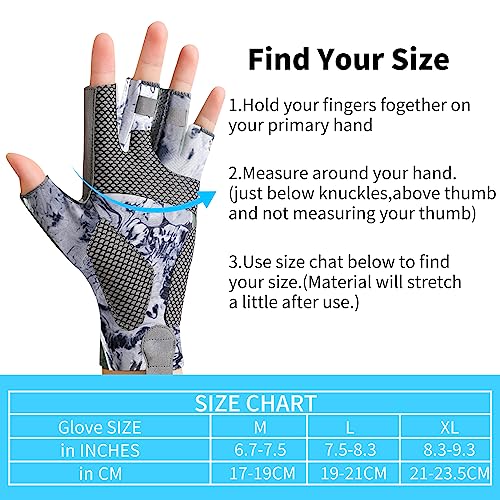 ievei XL Grey UPF 50+ Fingerless Sun Protection Fishing Gloves for Men & Women
