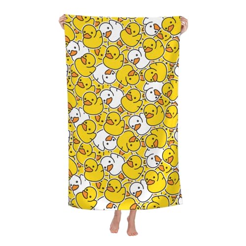 Ngzhyad Cute Rubber Duck Beach Towel Large Microfiber Sand-Free Quick Dry 32x52 Inch, One Size